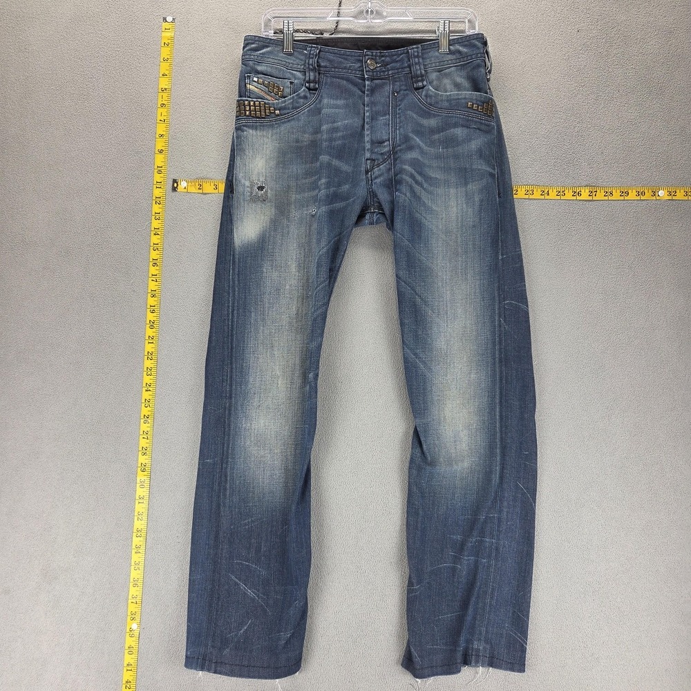 Diesel Jeans Mens 30x34 Blue Timmen Regular Straight‎ Altered Hem Italy 008LK